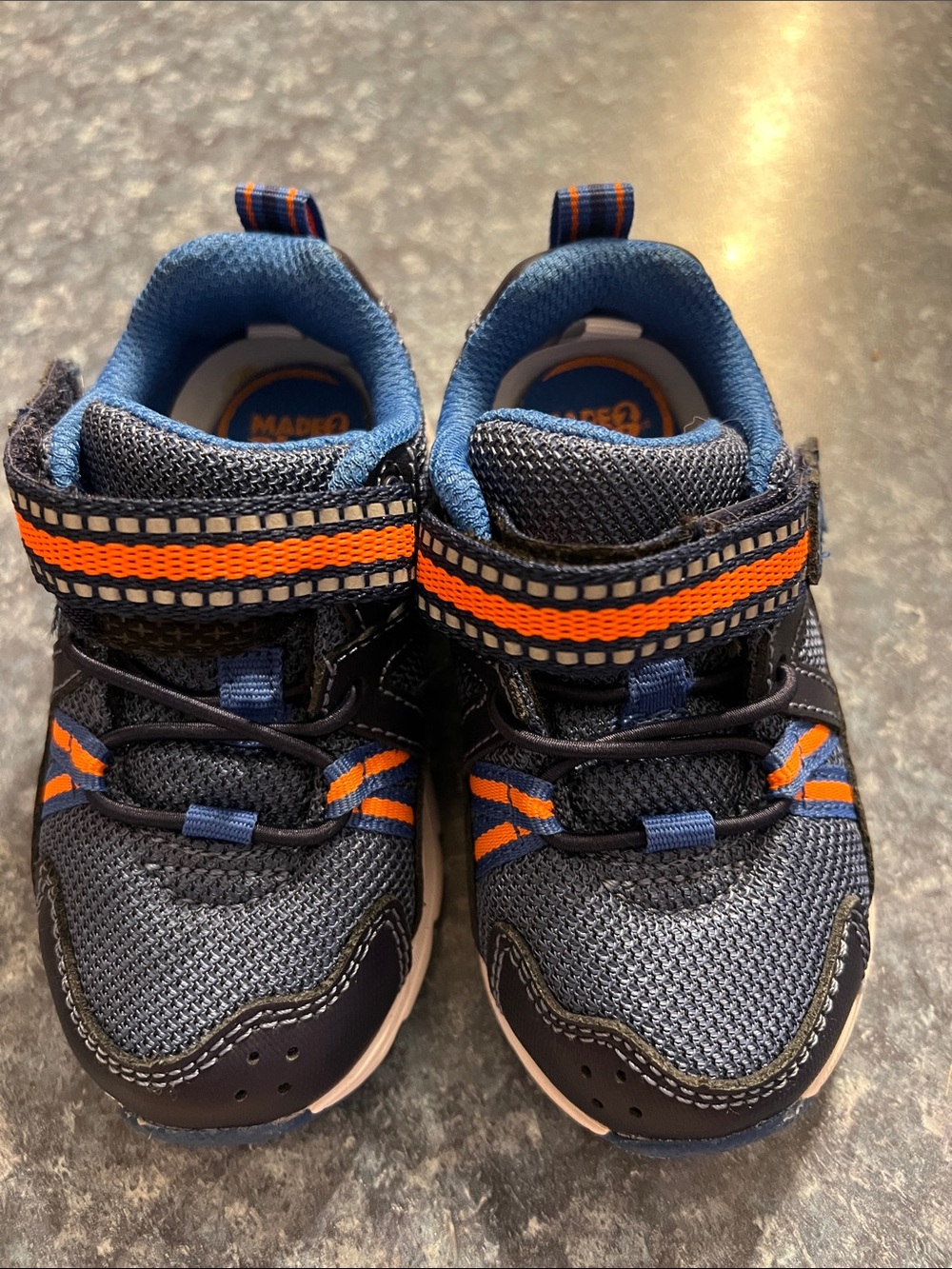 Kids Navy and Orange Athletic Sneakers - Stride Rite 5.5 extra wide